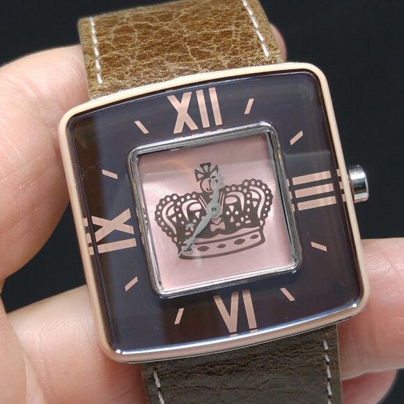 Juicy Couture Square Pink Brown Watch Roman Numerals Leather Band main image 5